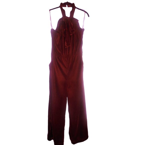 Jumper Velvet SMALL Halter Long Romper Bodysuit NEW - Picture 3 of 8